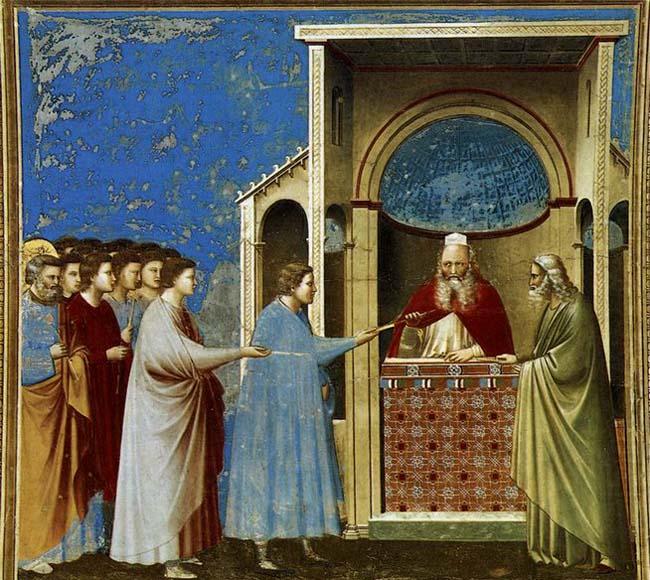 The Bringing of the Rods to the Temple, GIOTTO di Bondone